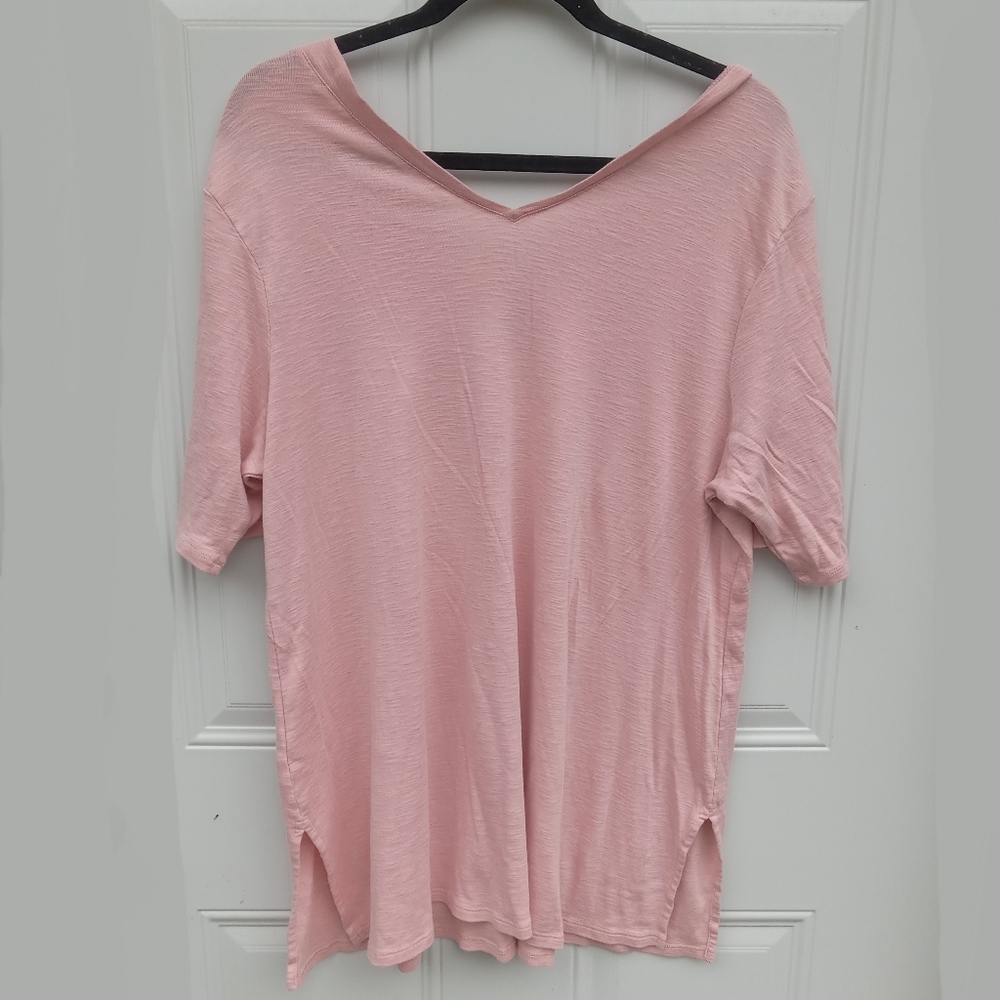 J. Jill Pima Cotton Double V-Neck Tunic Bundle Blue Pink Size XL Relaxed Fit - Picture 4 of 7